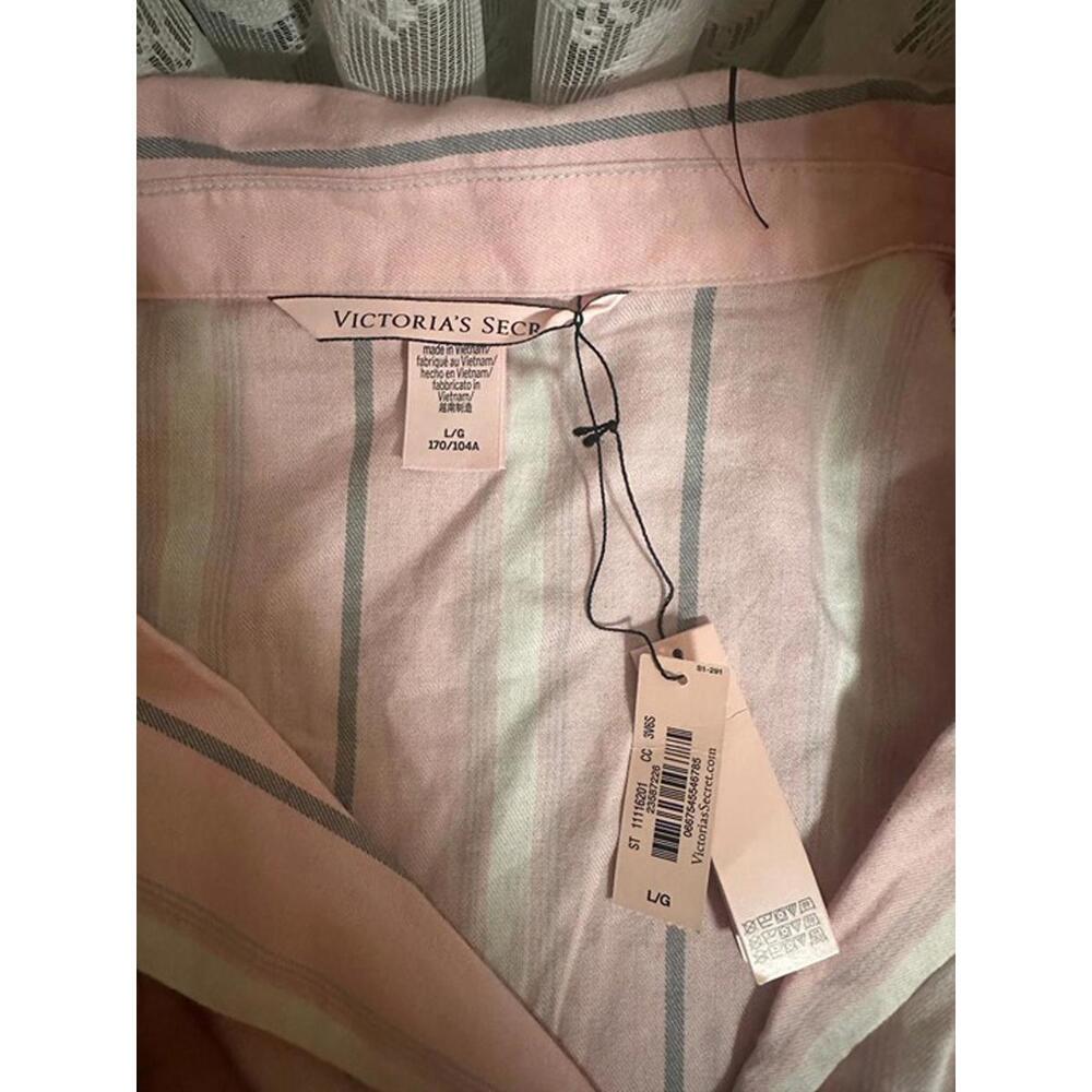 Victoria’s Secret Pink Striped Button-Up Pajama Top (Size L/G, NWT) - Picture 3 of 3
